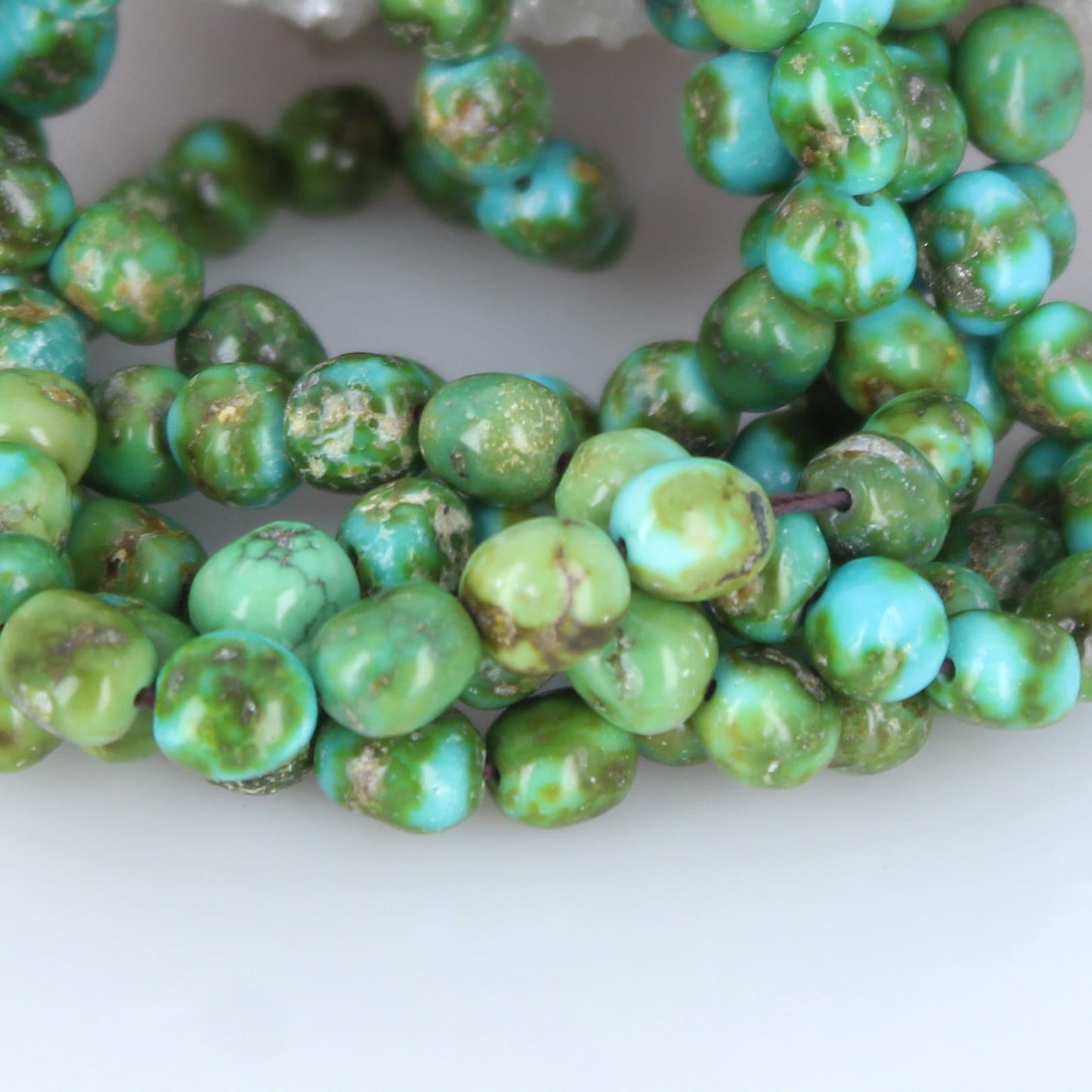 AAA Sonoran Gold Turquoise Beads Lime Green Blue Semi Round 7mm