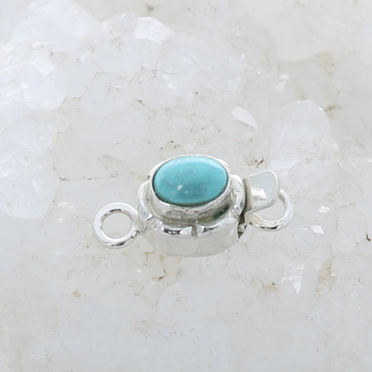 Sky Blue Turquoise Sterling Clasp Oval 6x8mm Southwest