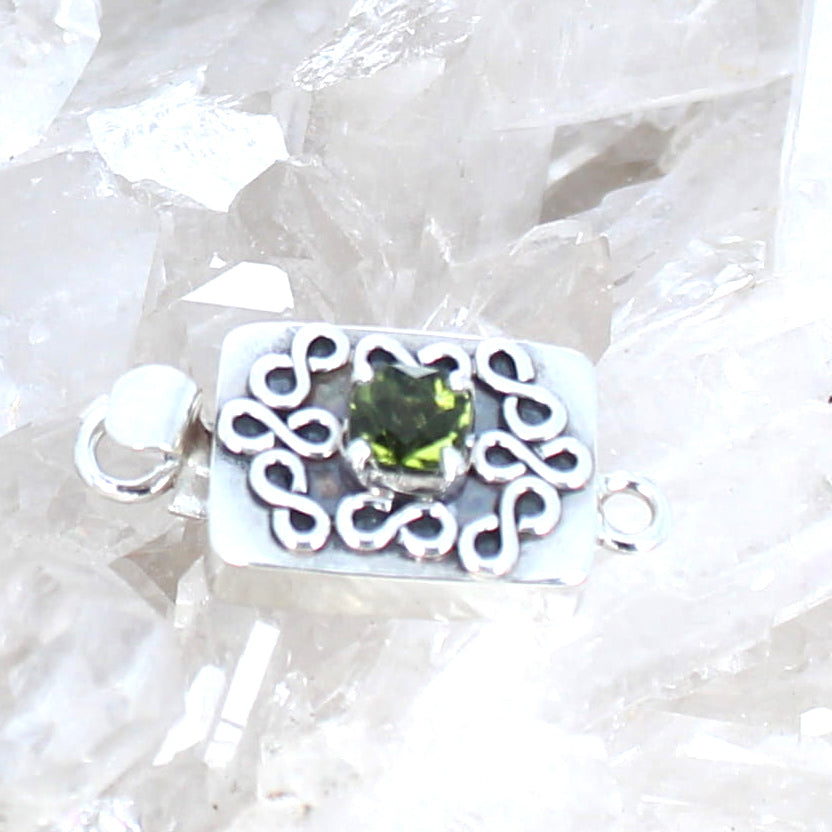 Striking Julip Green Tourmaline Clasp Faceted Wire Design Sterling