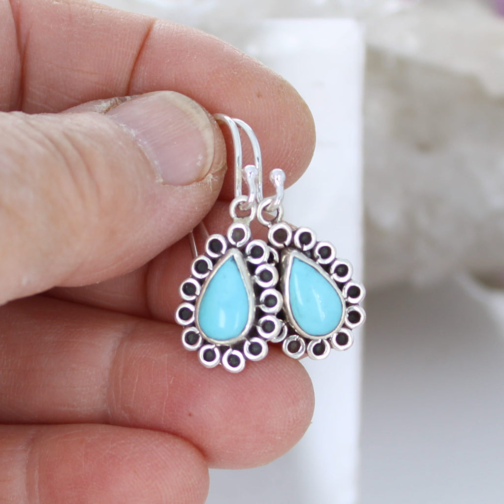 SLEEPING BEAUTY TURQUOISE Earrings Teardrops Sterling NewWorldGems