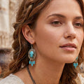 Unique EGYPTIAN TURQUOISE Sterling Silver Handmade Dangle Earrings