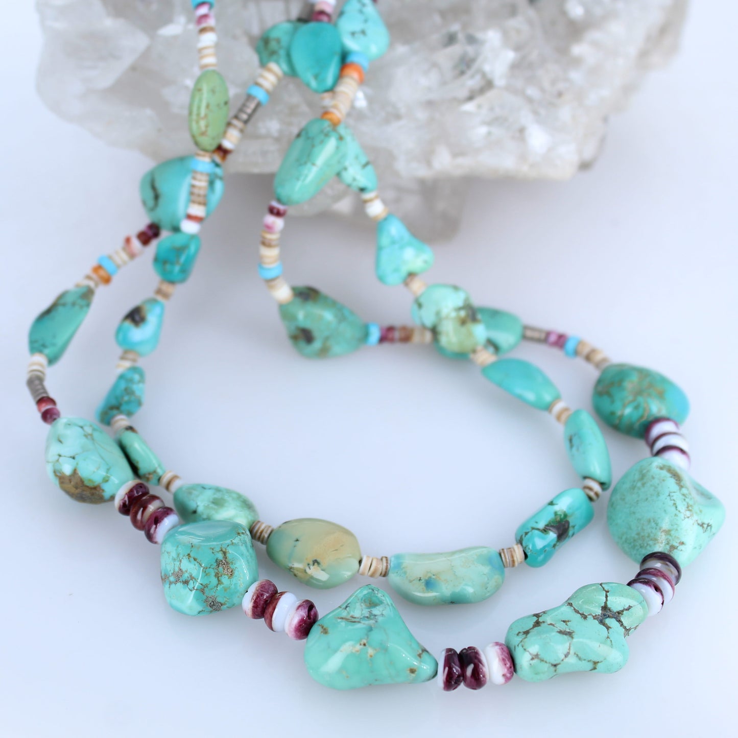 Carico Lake Turquoise Necklace Fiesta Colors 2 Strand 28"