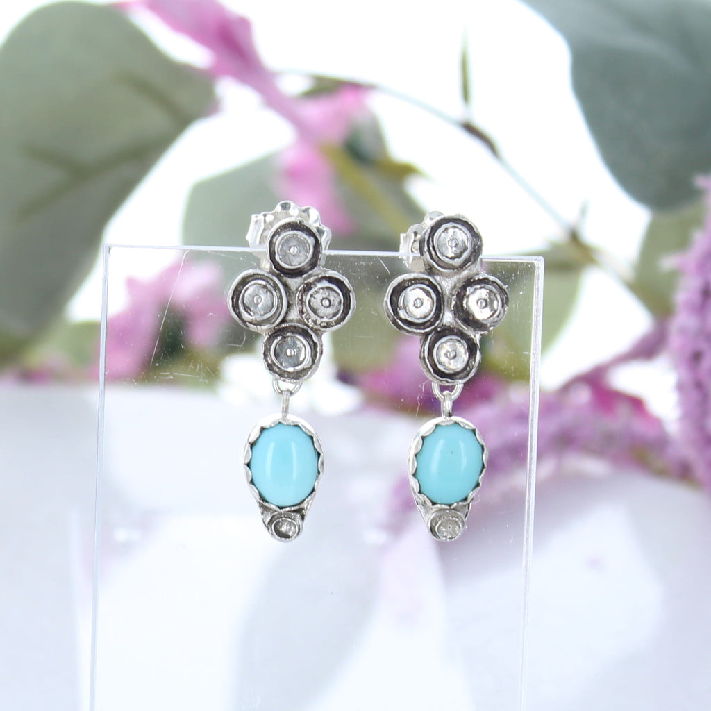Gorgeous LONE MOUNTAIN TURQUOISE Earrings Boho Sterling Silver