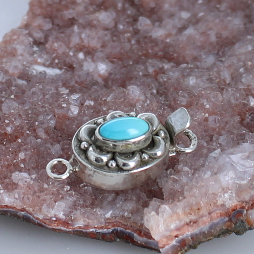 WHITE WATER Turquoise {Mexican} Clasp Sterling Many Moons -NewWorldGems