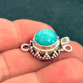 AAA Amazonite Clasp 12mm Round Shape Sterling Granulated Design