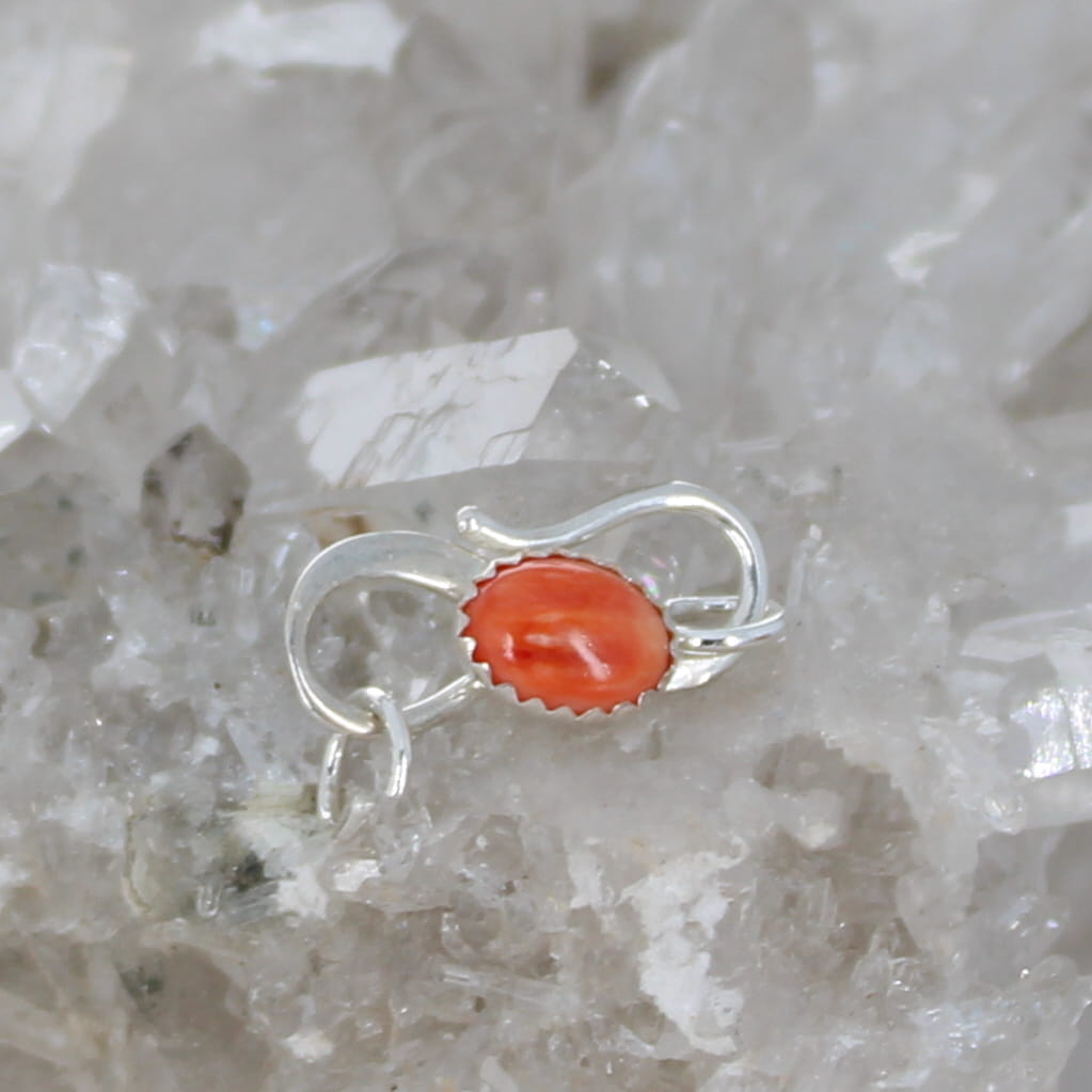 Spiny Oyster Orange Clasp S Shaped Sterling 6x8mm