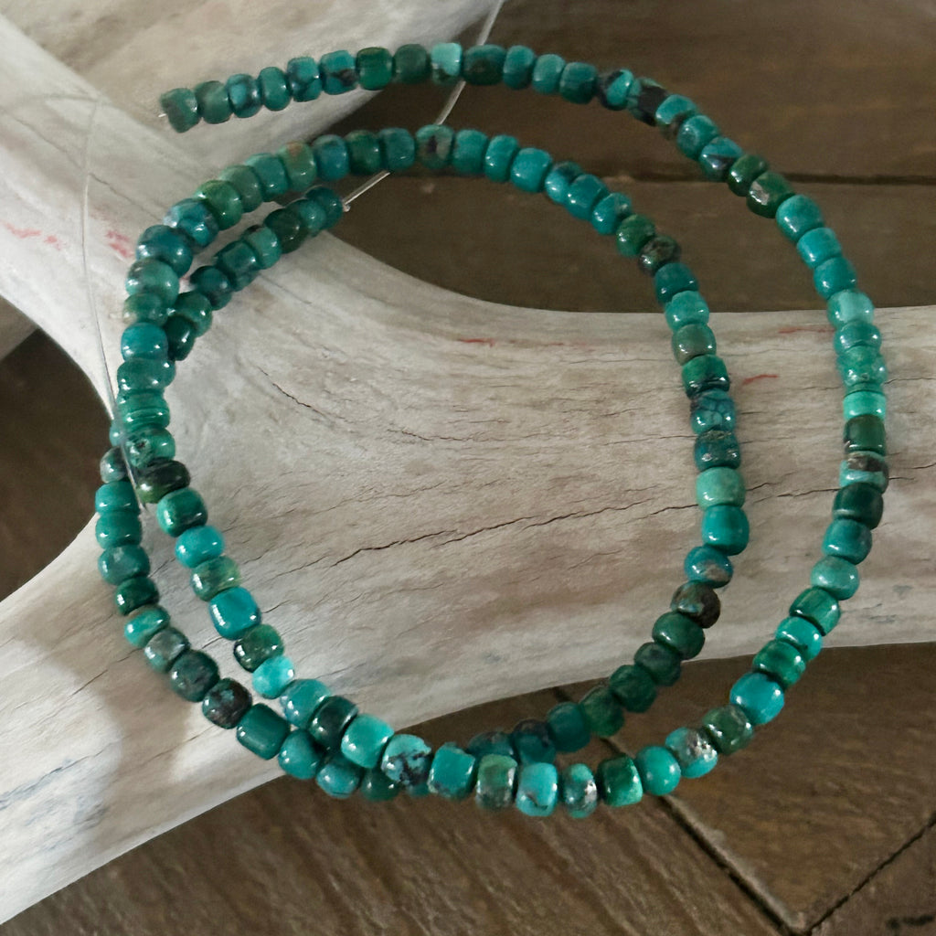 AAA EMERALD TEAL Turquoise Beads 4mm Pueblo Shaped