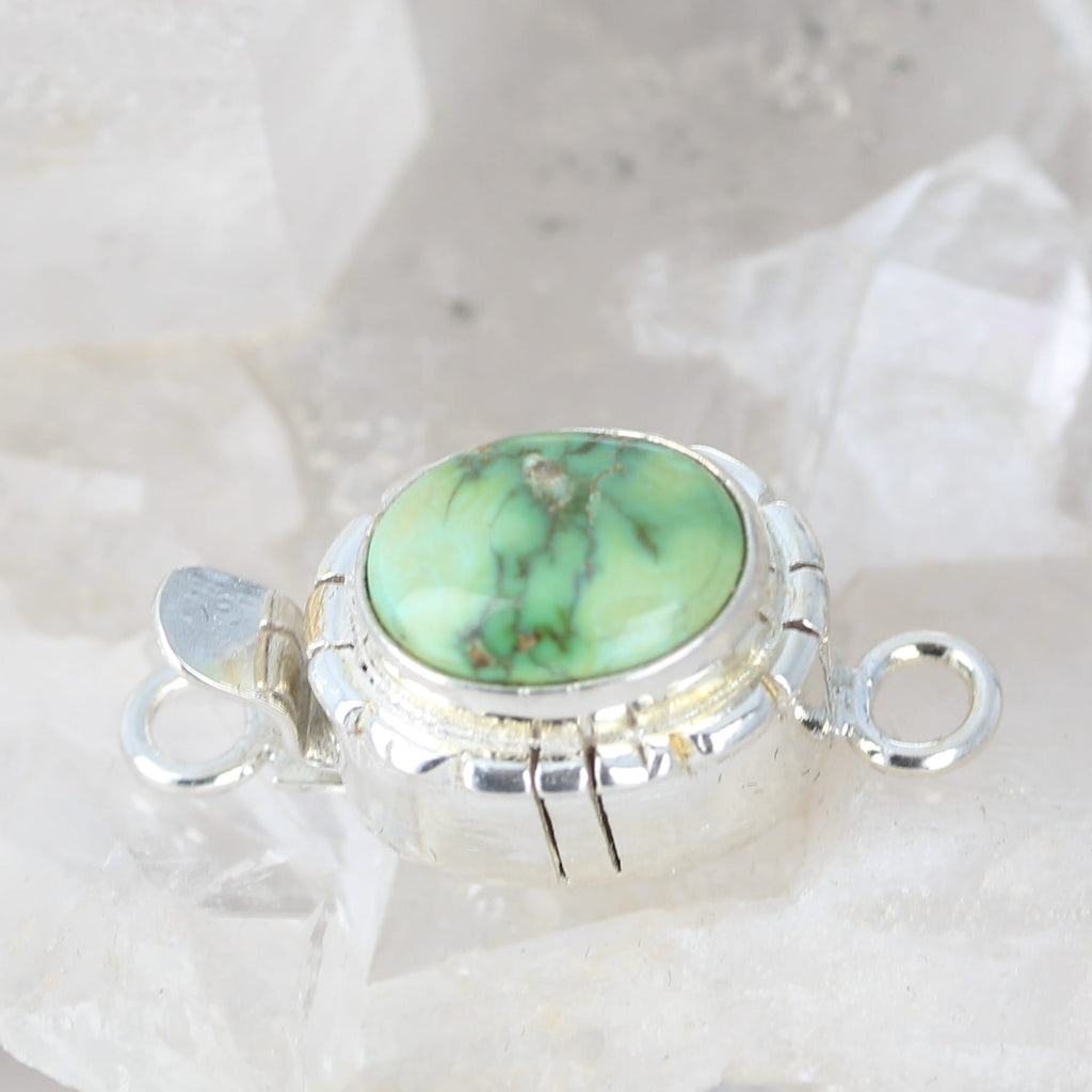 Sonoran Gold Turquoise Clasp Leaf Green Sterling Southwestern Style