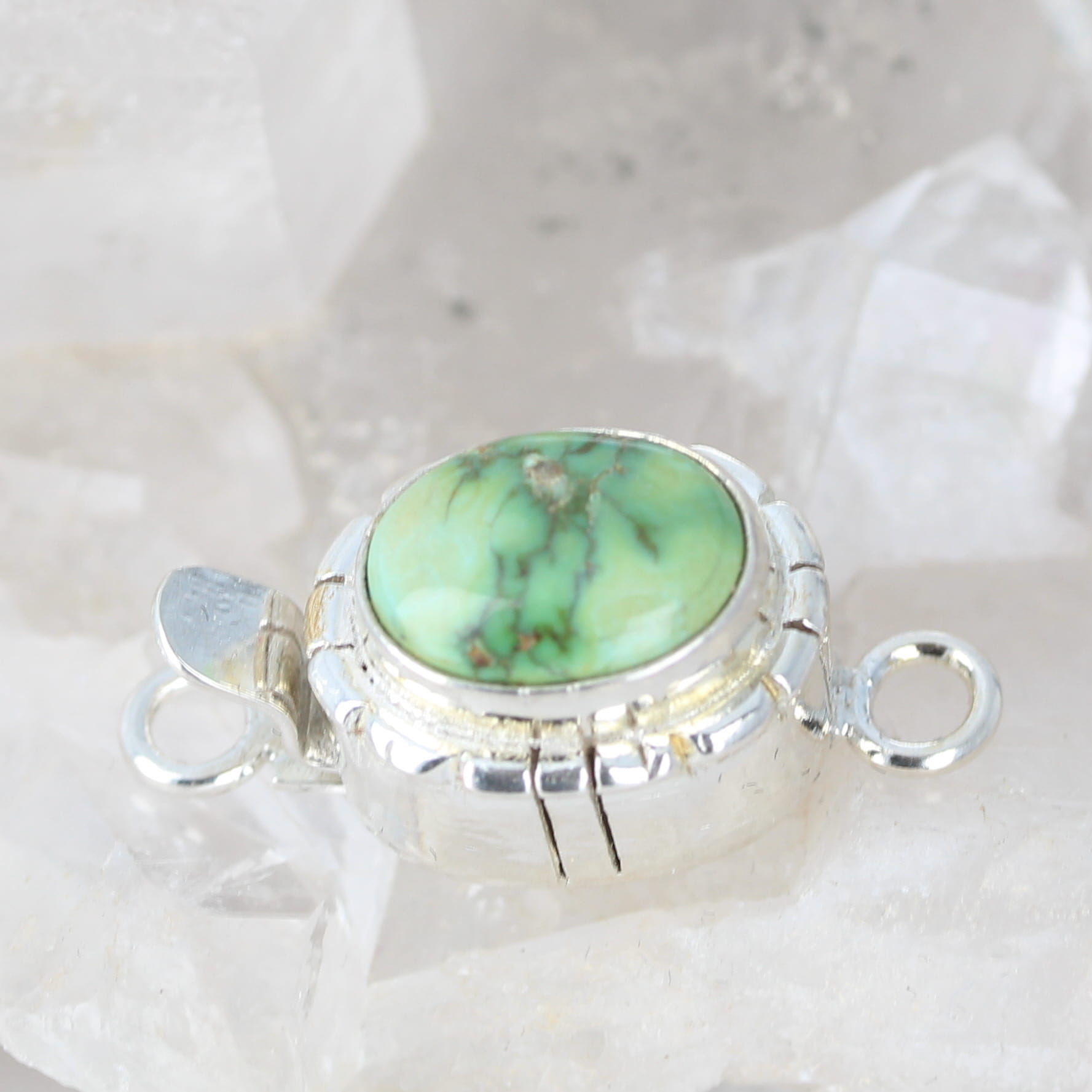 Sonoran Gold Turquoise Clasp Leaf Green Sterling Southwestern Style