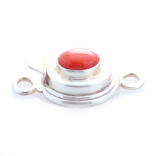 Genuine Italian Coral Clasp Concentric Circle Design Sterling Round 7mm -NewWorldGems