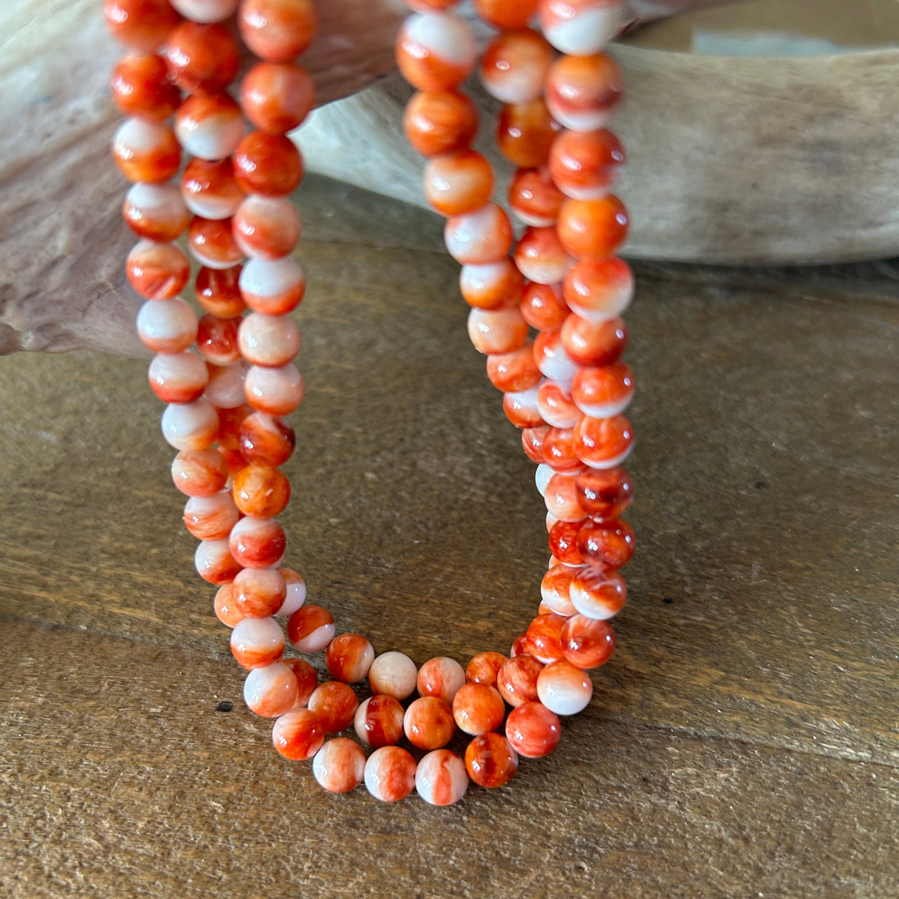 AAA Red/Orange Spiny Oyster Beads Round 6mm 16"