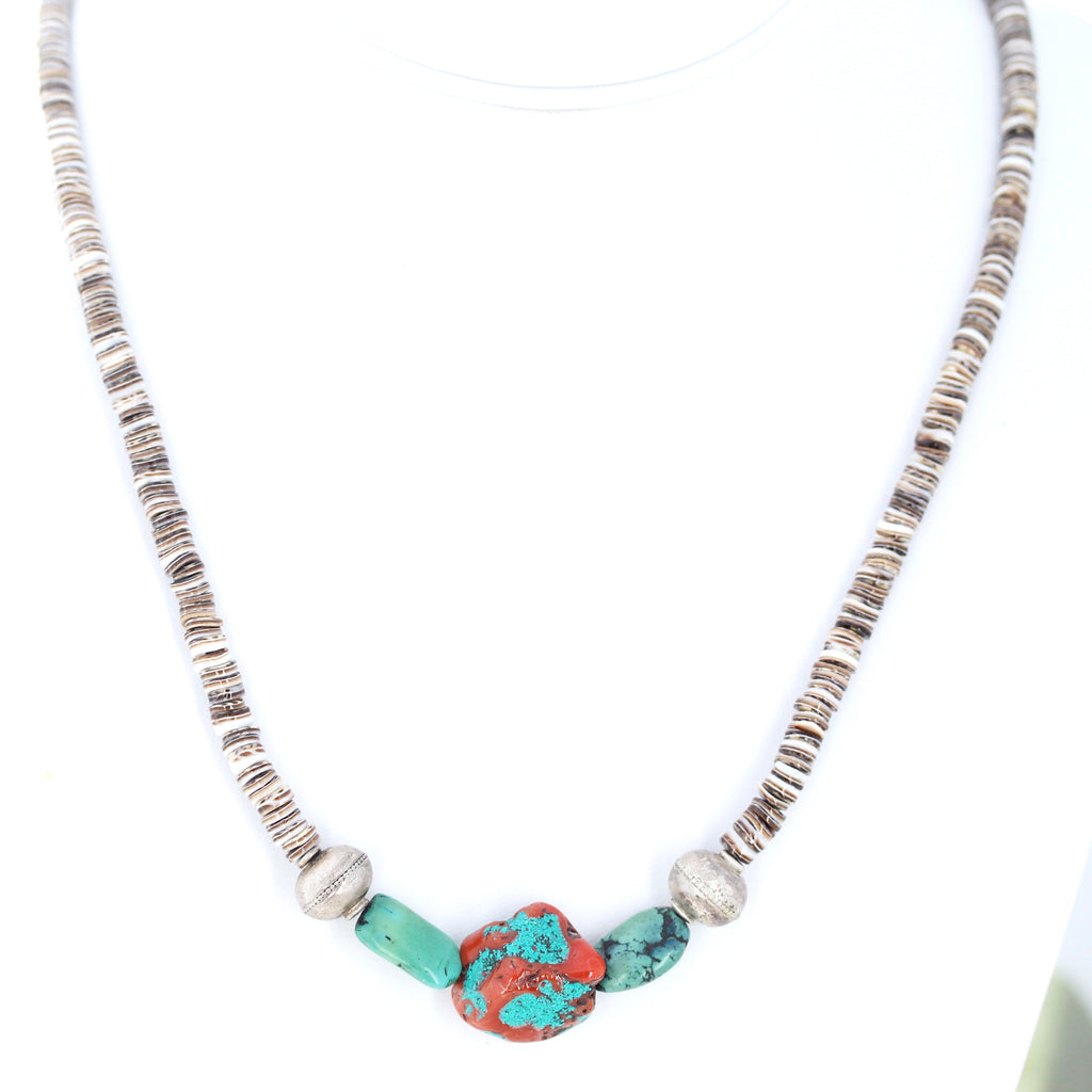 Antique TIBETAN TURQUOISE and CORAL Necklace 19"