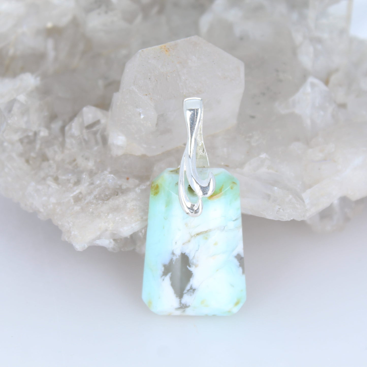 Ethereal Blue PERUVIAN OPAL Necklace Pendant Sterling Bail