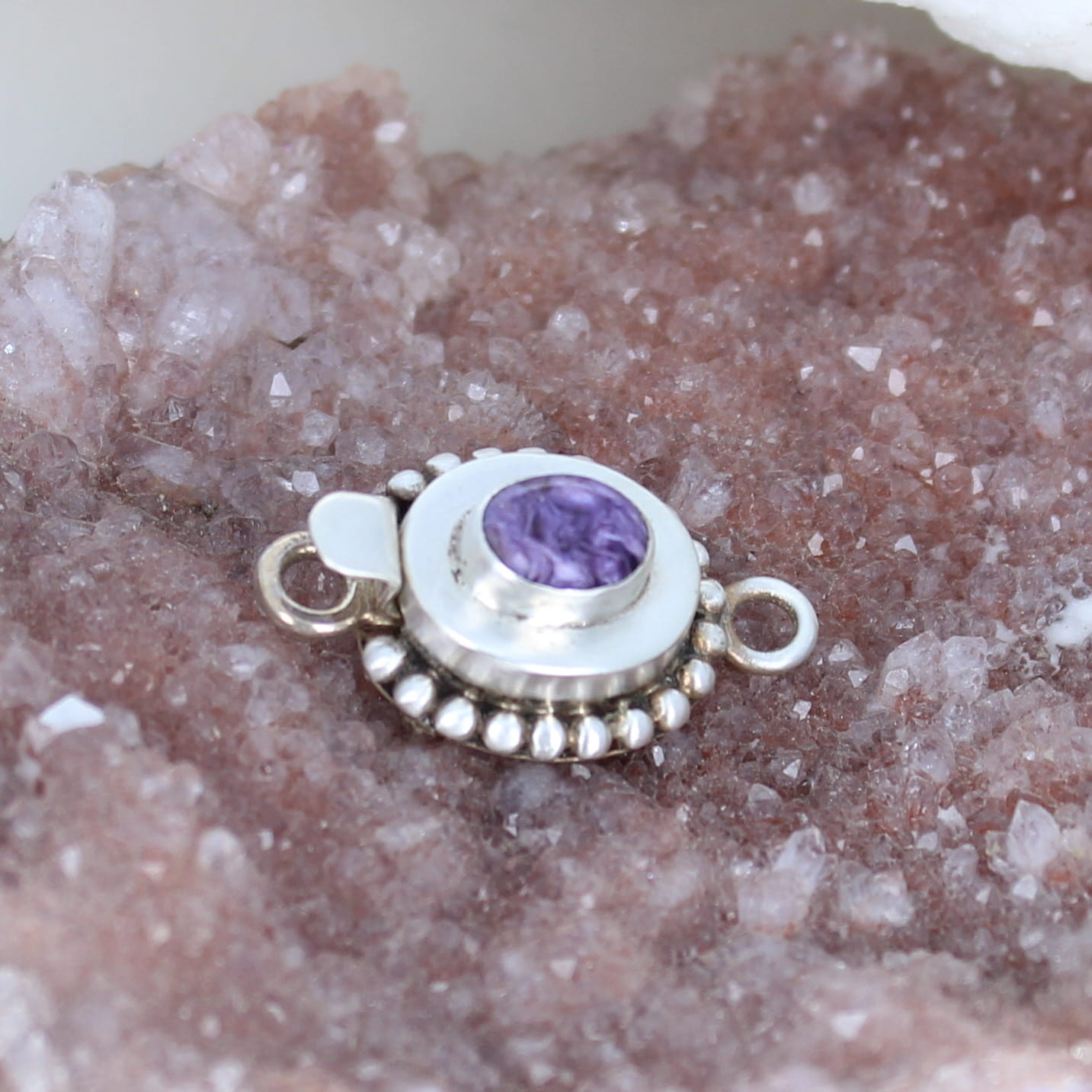 Charoite Clasp Classic Style 5x7mm Oval Sterling -NewWorldGems