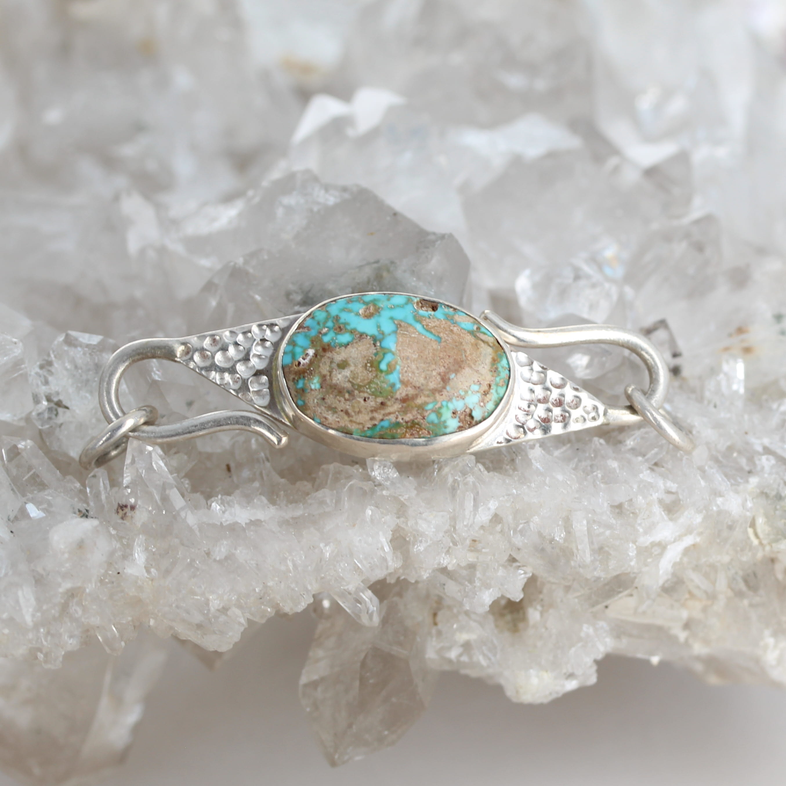 Armenian Turquoise Clasp Aqua Blue Gold Matrix 19x13.5mm