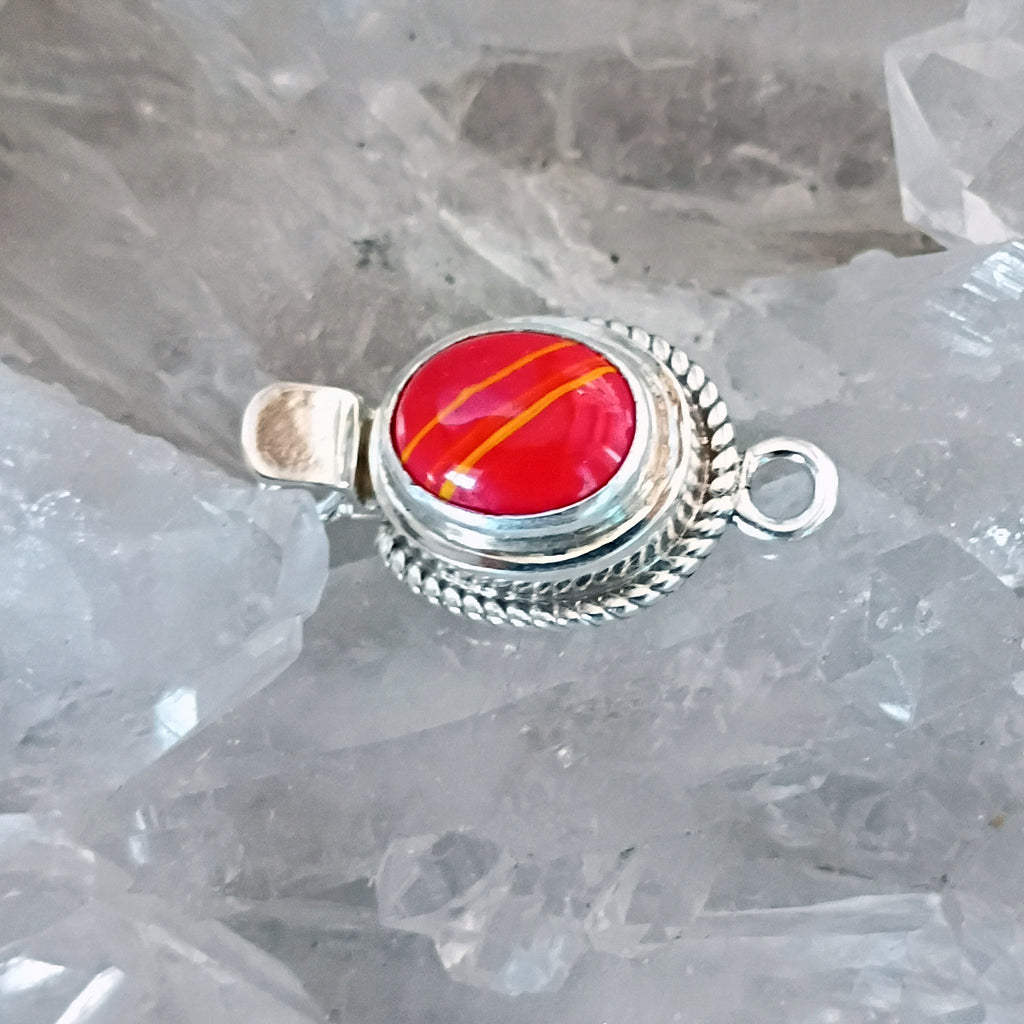 Gorgeous Red Rosarita Gold Glass Clasp Boho Chic Sterling Silver Southwest