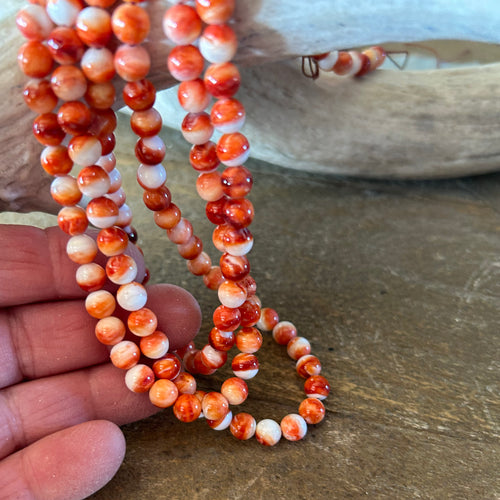 AAA Red/Orange Spiny Oyster Beads Round 6mm 16"