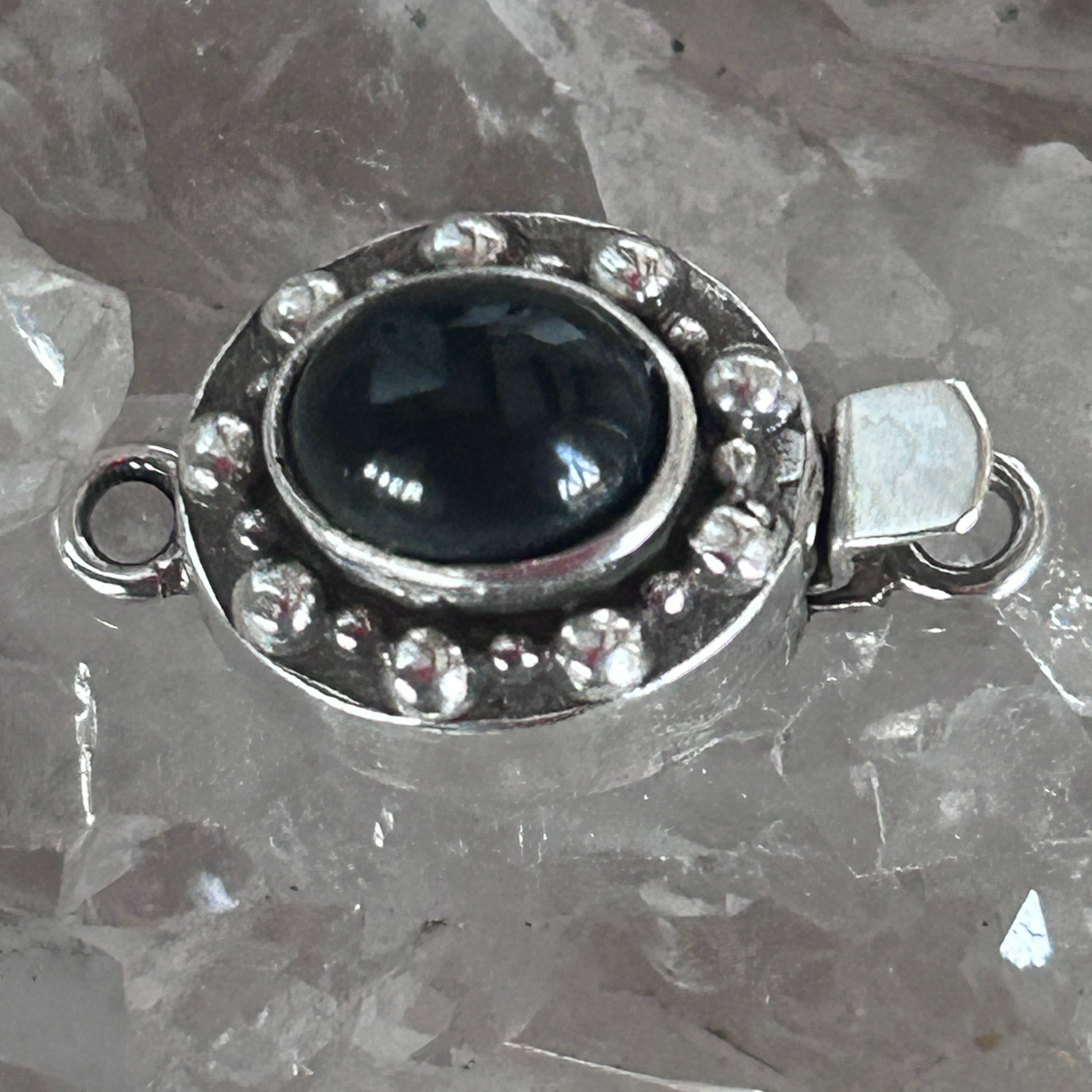 Gray Catseye Moonstone Clasp 8x10mm Oval Sterling Silver