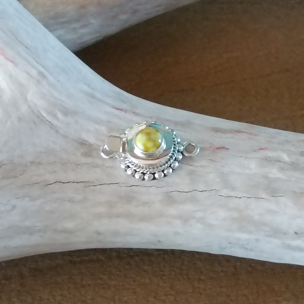 Lemon Lime PALOMA VARISCITE Sterling Silver Clasp 6mm Round