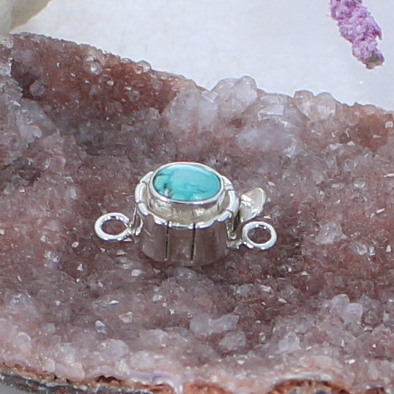 Robins Egg Carico Lake Turquoise Sterling Clasp Southwestern Style 6x8mm -NewWorldGems