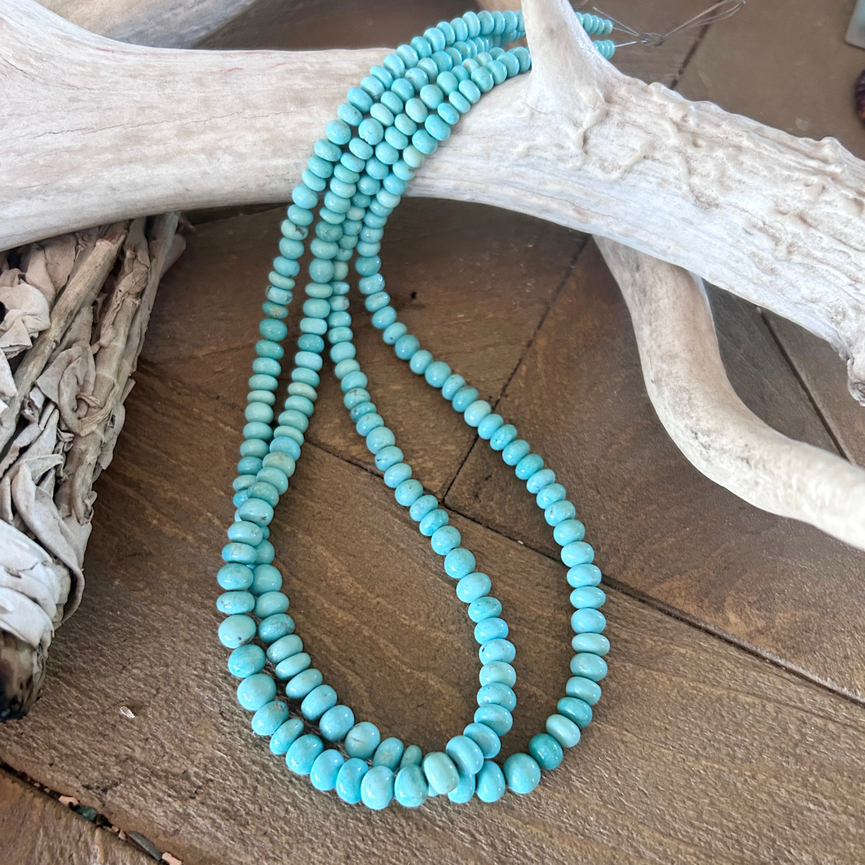 AAA CAMPITOS TURQUOISE 3.8-7.8mm Rondelle Beads Robins Egg Blue 18" NewWorldGems