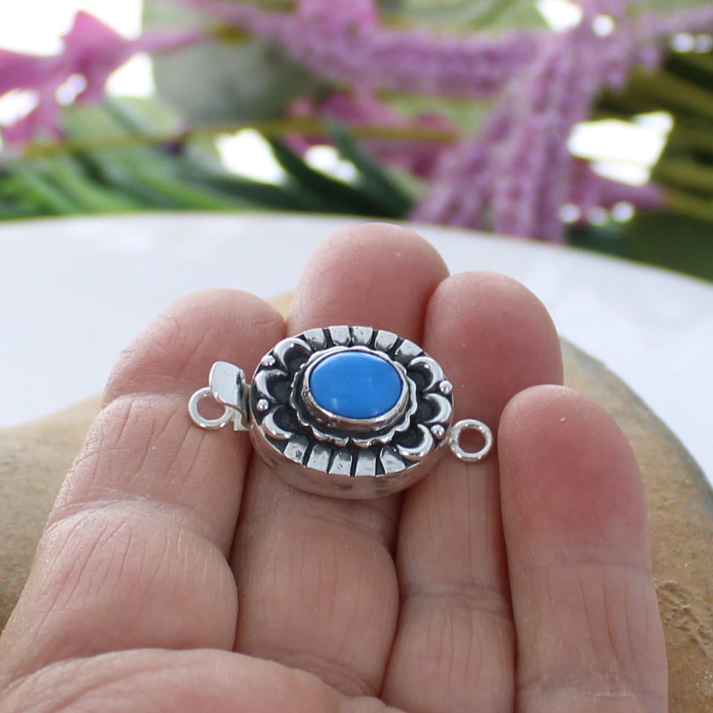 CERULEITE CLASP Sterling Moon Petal Design 10.x8mm NewWorldGems
