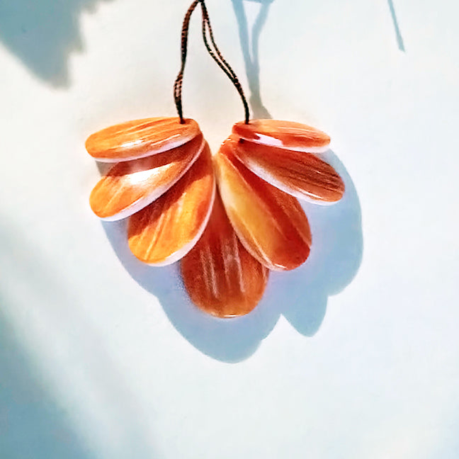 Orange Spiny Oyster Teardrops Components Set of 7 for Earrings or Pendant
