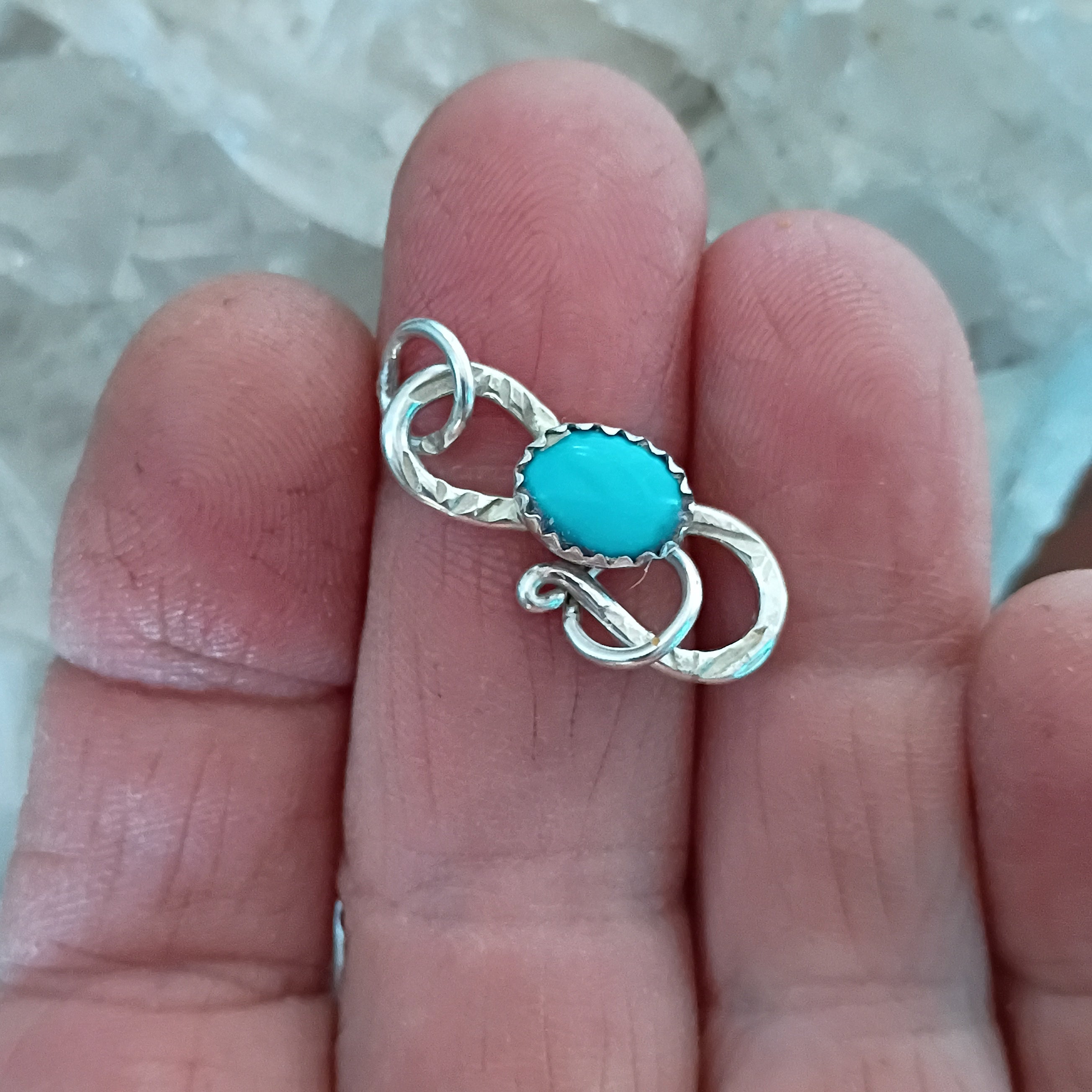 Apache Mine Nevada Turquoise Sterling Silver Clasp 6x8mm Southwest Serrated Design