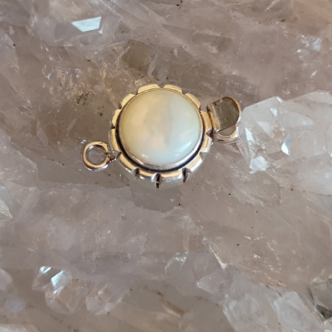 MOTHER OF PEARL Clasp 10mm Round Southwestern Style Sterling