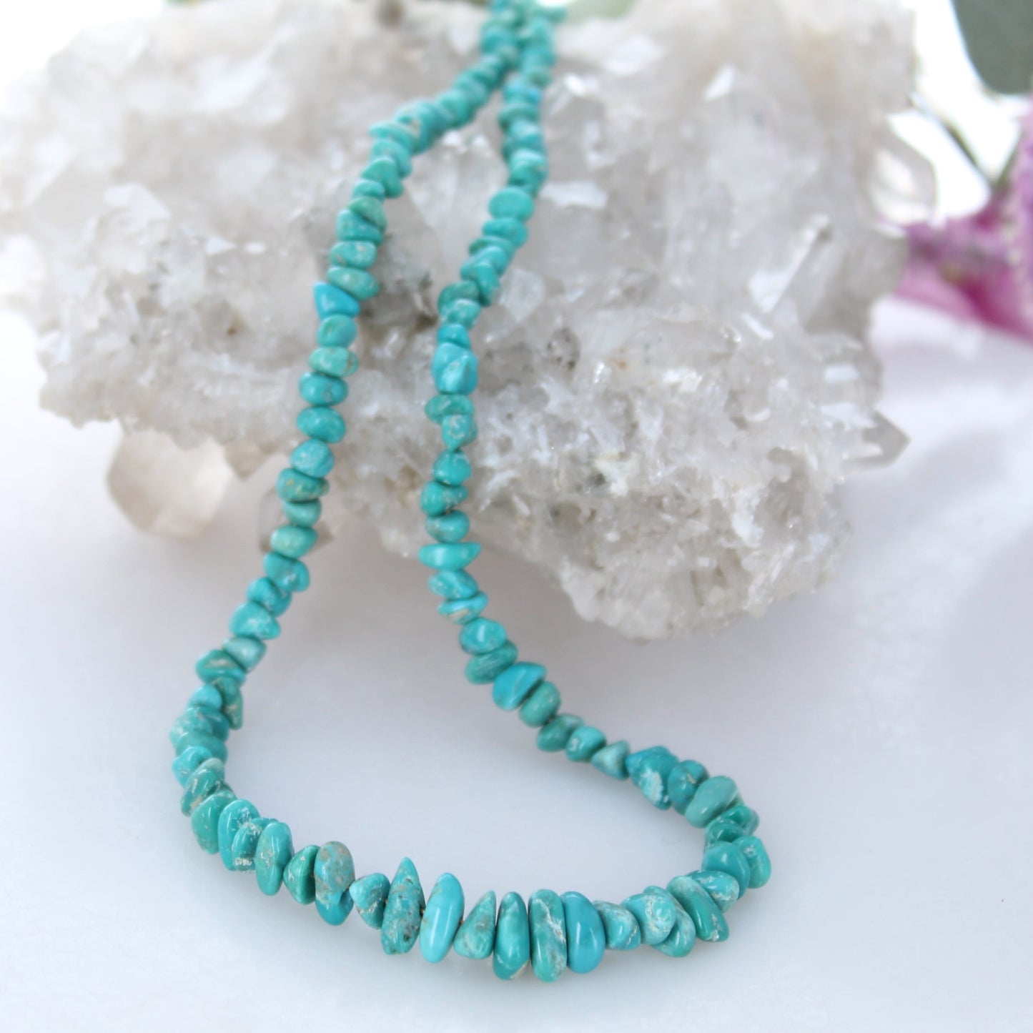 American Fox Turquoise Beads Flat Nuggets Aqua Teal 5-8mm 10"