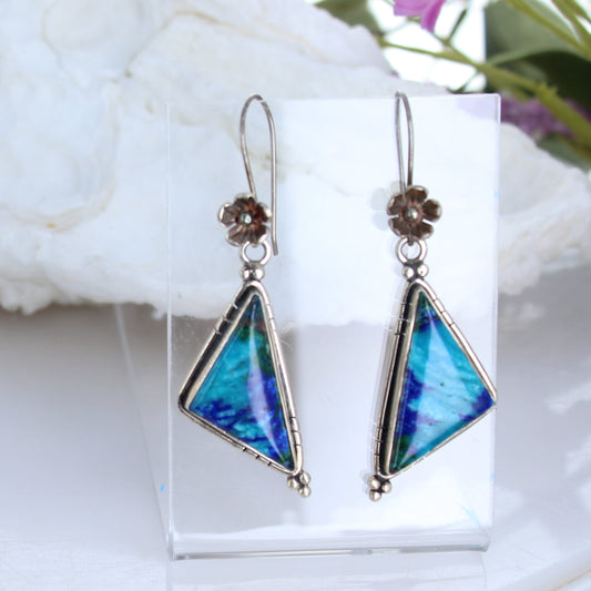 Brilliant Blues Arizona Azurite Sterling Earrings, -NewWorldGems