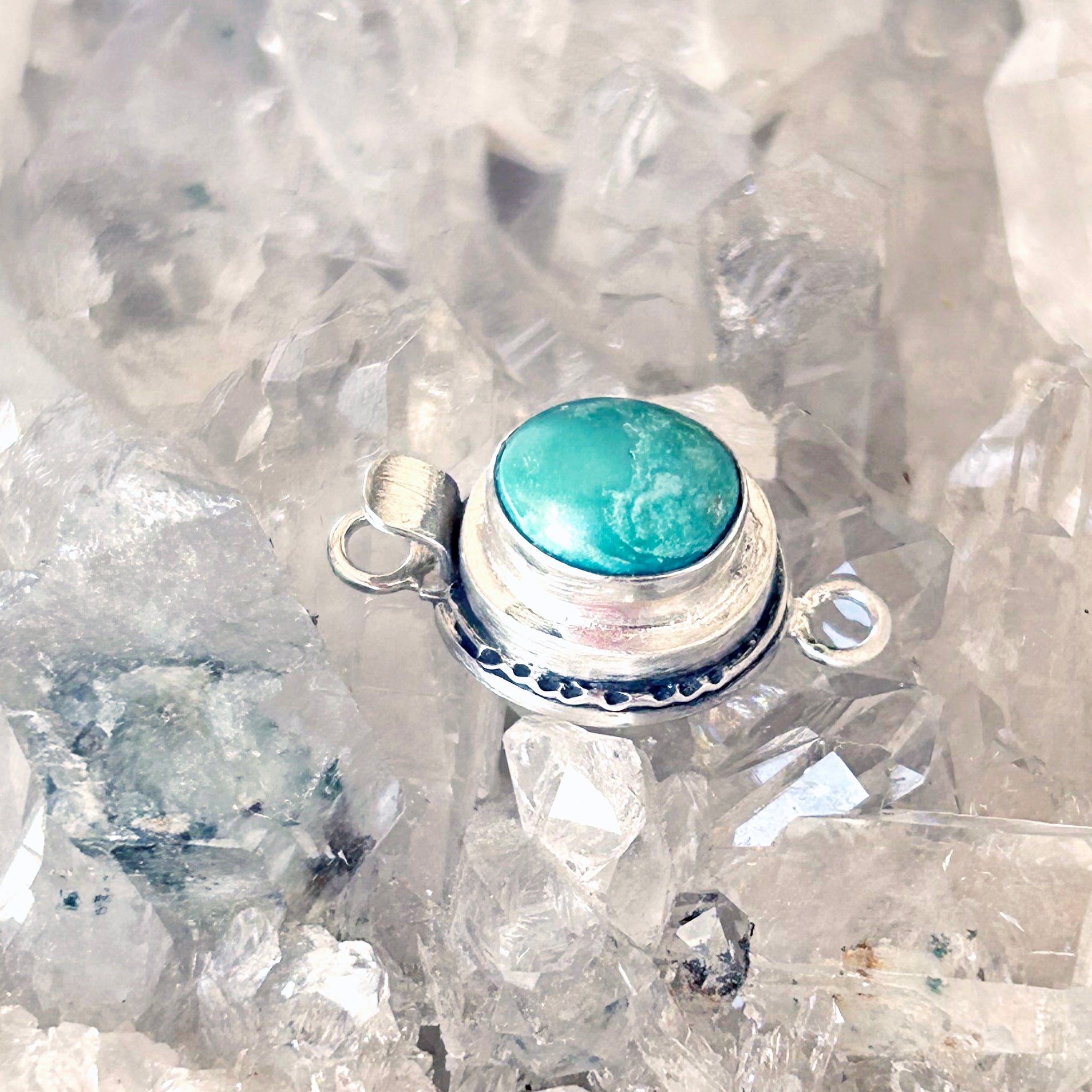 AAA Steel Blue Carico Lake Turquoise Sterling Clasp Classic 9x11mm