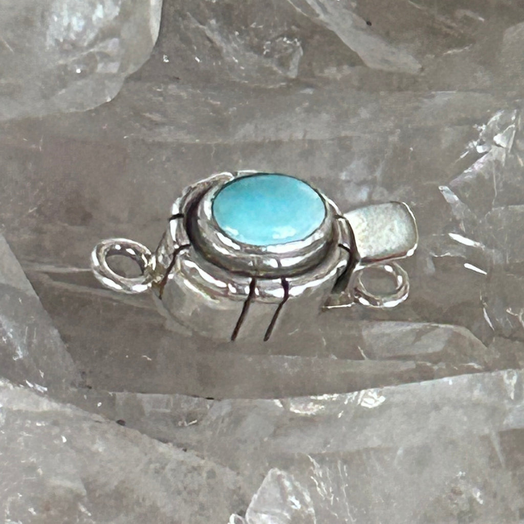 AAA Gem Grade Sky Blue LONE MOUNTAIN Turquoise Clasp Sterling Silver 6x8mm