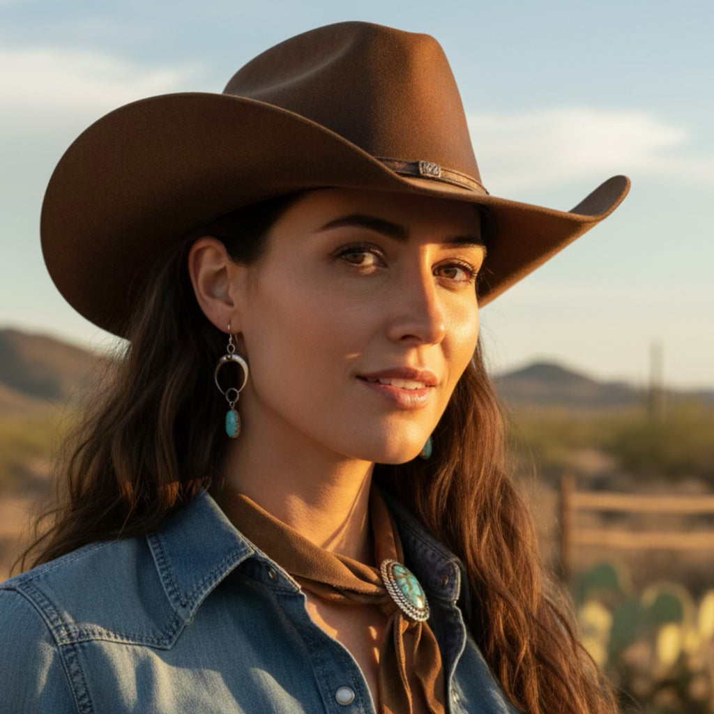 Rare Dry Creek Turquoise Naja Moon Earrings Sterling Silver