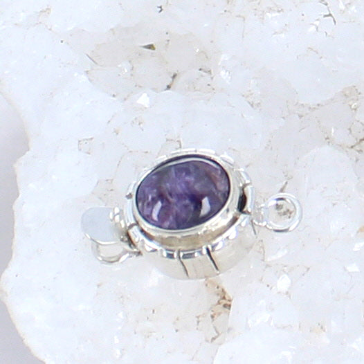 Charoite Clasp 8x10mm Sterling Silver Southwest Style -NewWorldGems