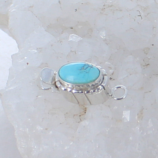 Dry Creek Turquoise Clasp Sterling Silver Southwest Style 12x7mm -NewWorldGems