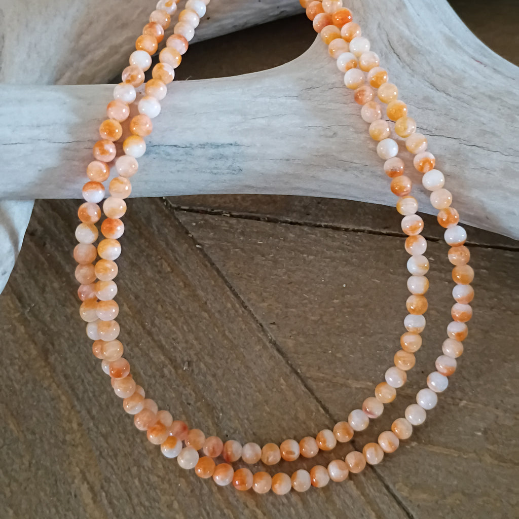 AAA Lite Apricot Orange Spiny Oyster Beads Round 4mm 16"