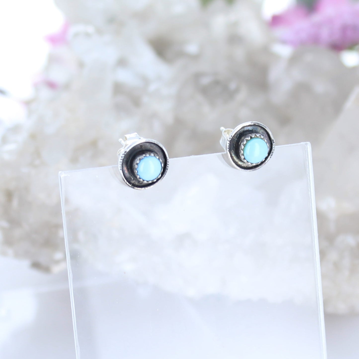Kazakhstan Turquoise Sterling Earrings Small Posts 4mm