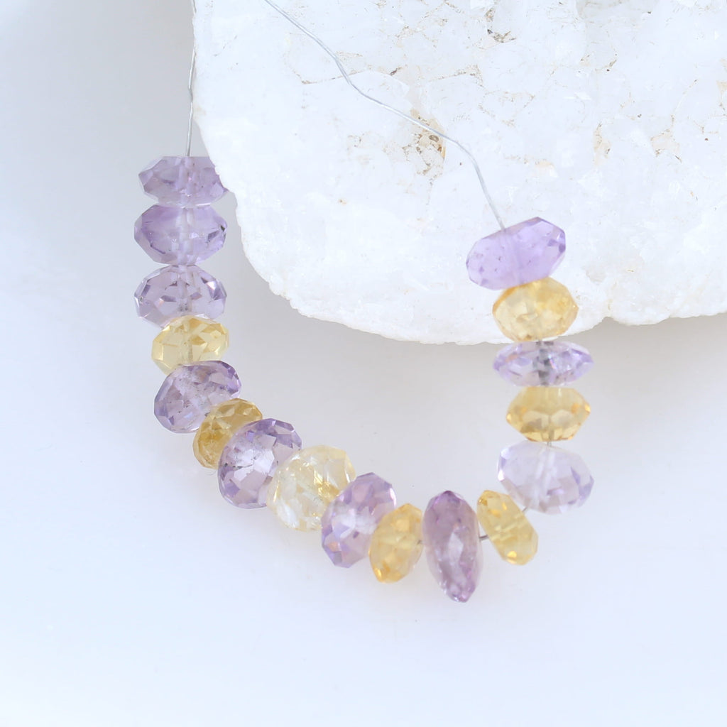 AMETRINE Beads Faceted 7-10mm Rondelles 3.75" -NewWorldGems