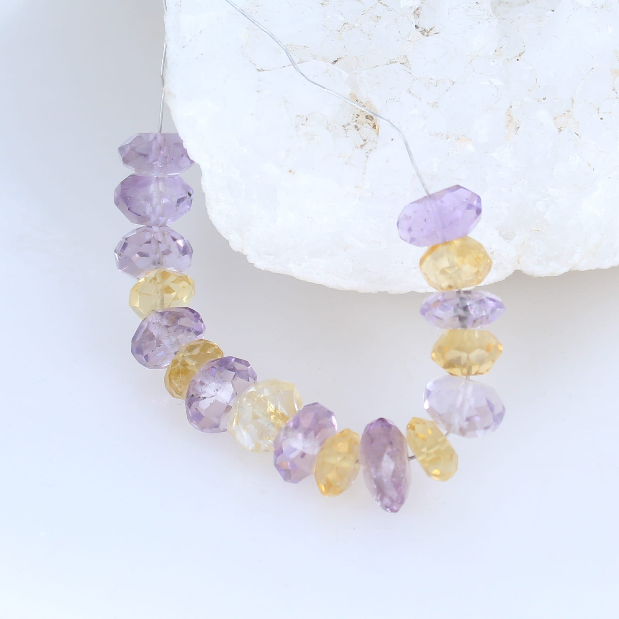 AMETRINE Beads Faceted 7-10mm Rondelles 3.75" -NewWorldGems