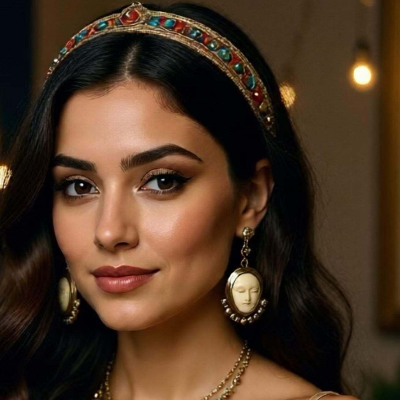 Unique Earrings Sterling Silver Carved Moon Goddess Faces