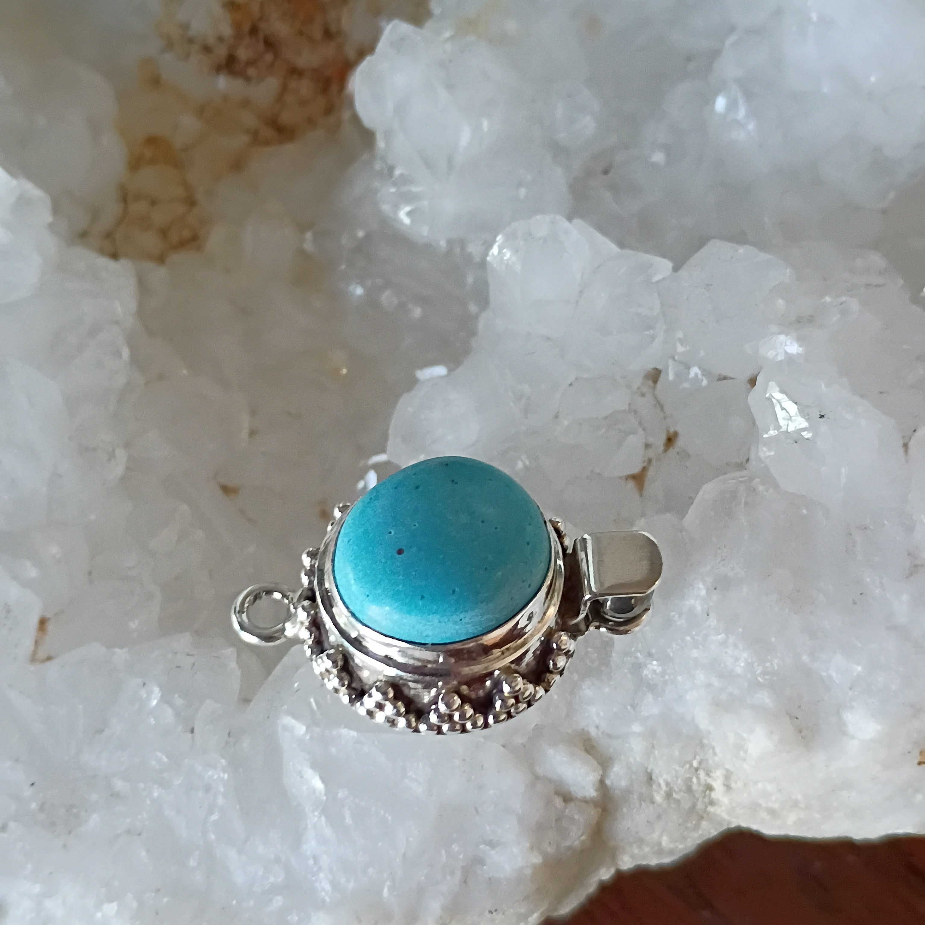 Unique RARE EGYPTIAN TURQUOISE Sterling Clasp Large 13mm