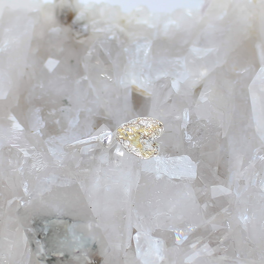 Leaf and Bud Ring Sterling And 22K Gold Accents