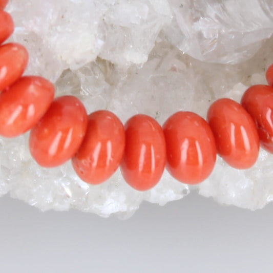 AAA Bright Tomato Red Italian Coral Beads Rondelles 6mm Pk of 10 Beads