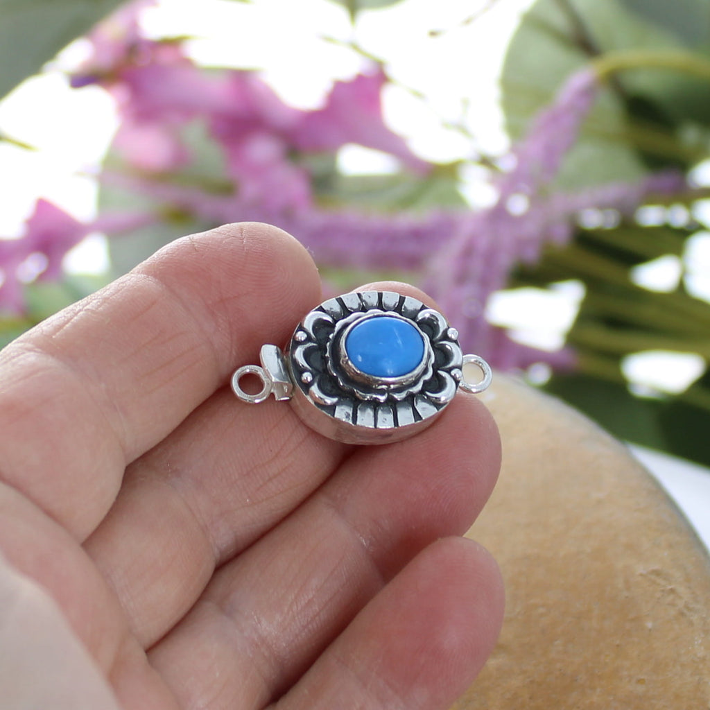 CERULEITE CLASP Sterling Moon Petal Design 10.x8mm NewWorldGems