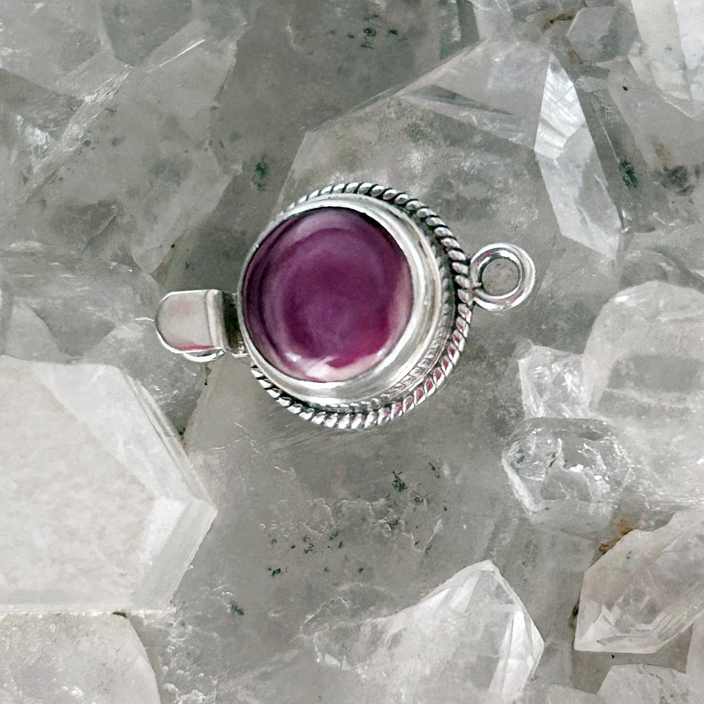 Lions Paw Purple Shell Clasp Sterling Silver 12mm Handmade Southwest