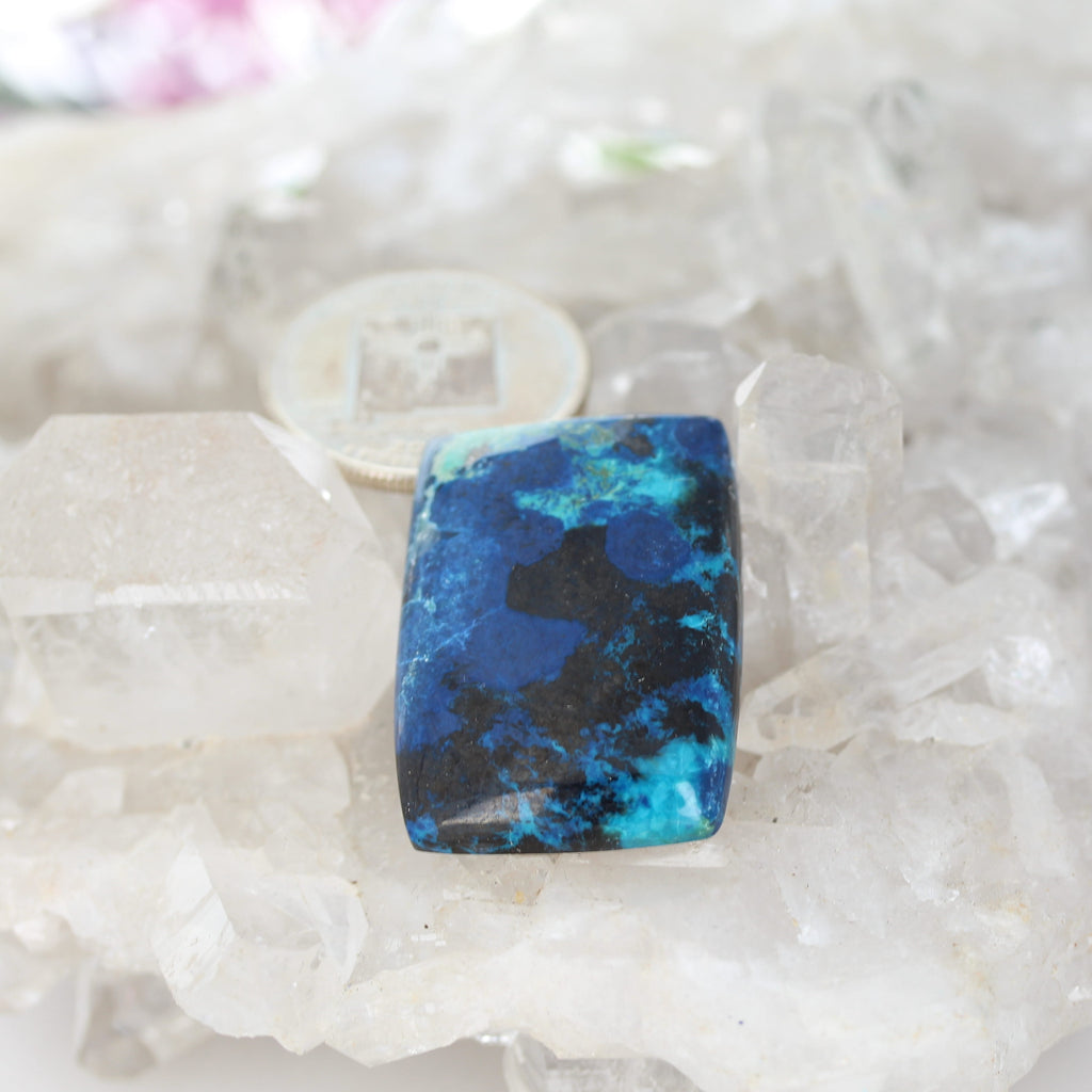 Shattuckite Cabochon Large Cushion Flat Backed 34x24.6mm