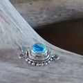 Two Tone Azurite Chrysocolla Clasp Sterling Granulated Twist wire Style 6x8mm Oval