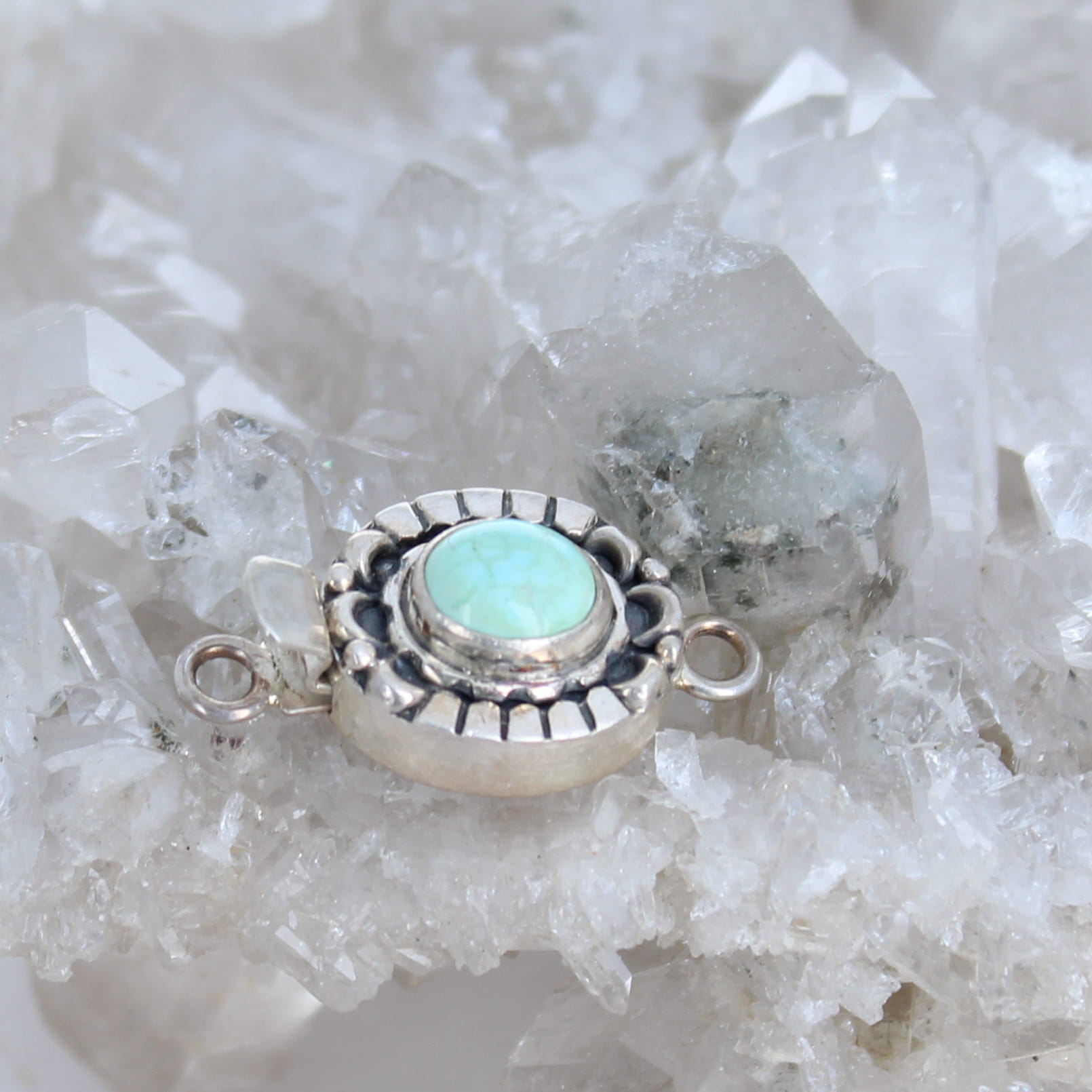 Seafoam Green CARICO LAKE Turquoise Clasp 8x10mm Moon Design Sterling