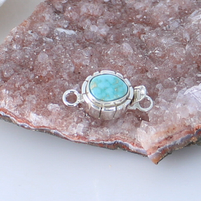 Dry Creek Turquoise Clasp Sterling 6x8mm Southwest Style #4 -NewWorldGems